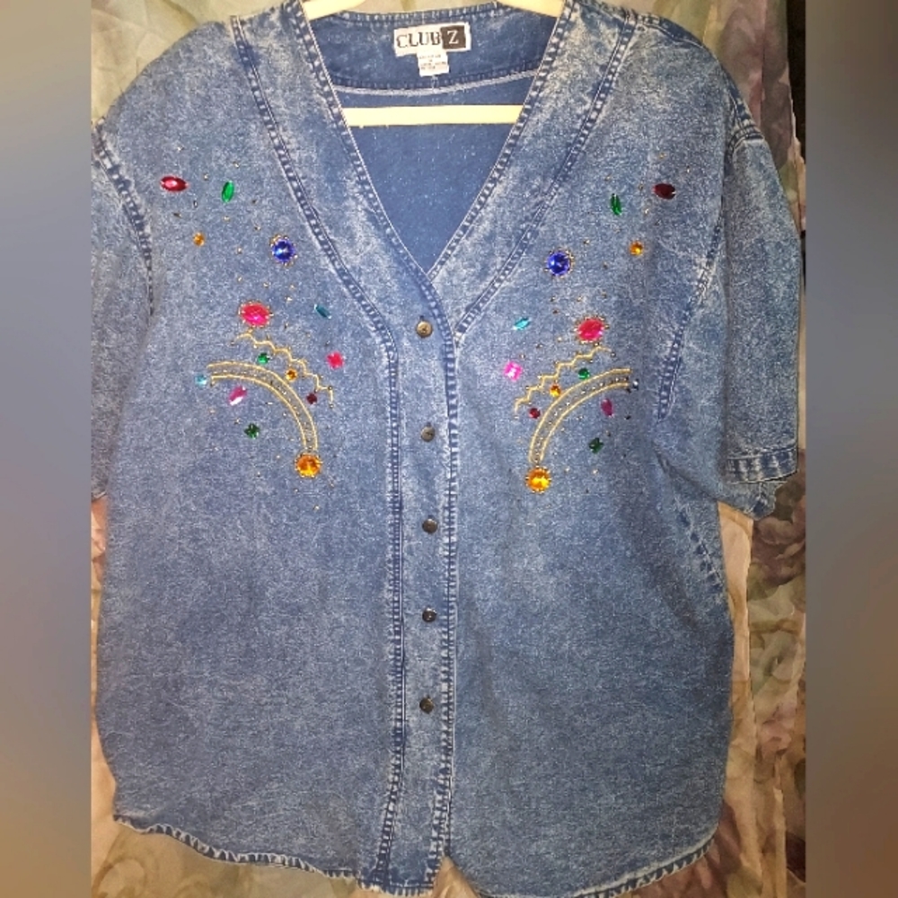 ⚜️ CLUB Z ⚜️ VINTAGE ⚜️ 80s ~ 90s ⚜️ Denim Button Up ⚜️ 3X~Oversize ⚜️ Retro ⚜️